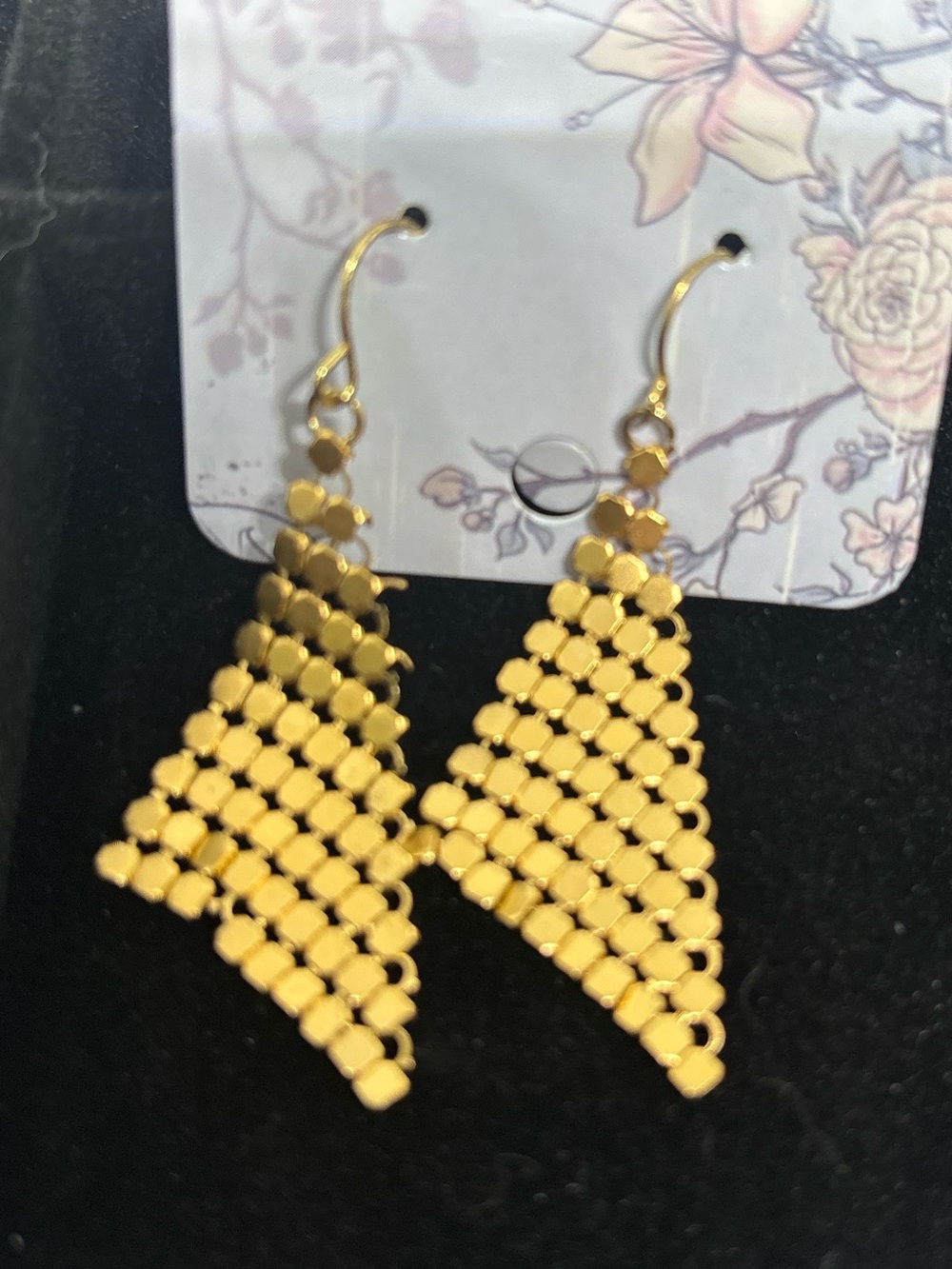Gold Mesh Dangle Earrings - Women Jewelry